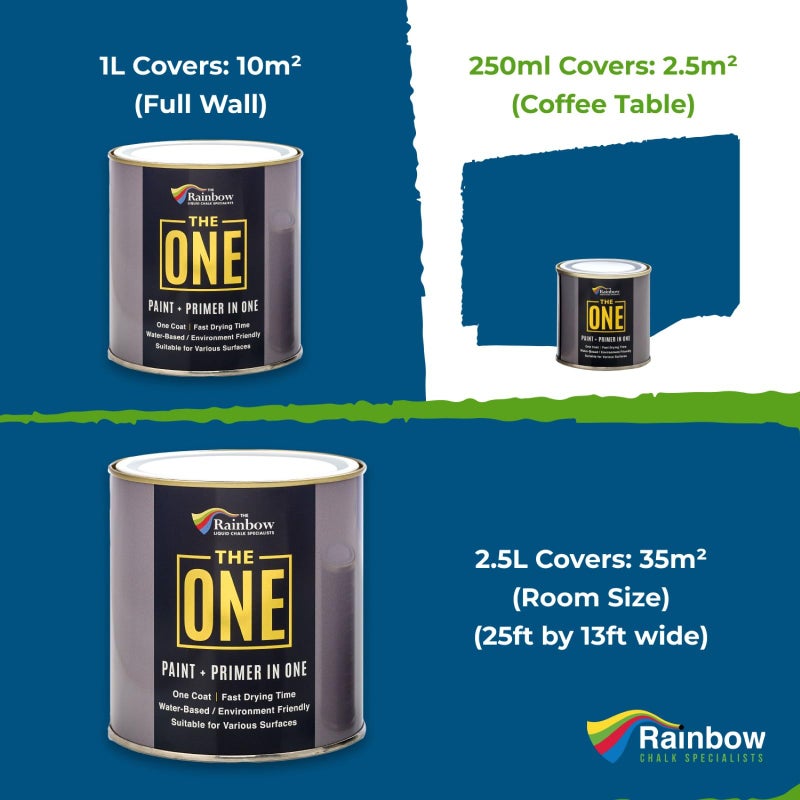 THE ONE All-In-One Paint & Primer - Blue Matte, 33.8 Fl Oz/1 Liter | 1 Coat Formula | Easy Indoor & Outdoor Decorating for Home & Garden Walls, Floors & Furniture | Water-Based & Low VOC - Image 3